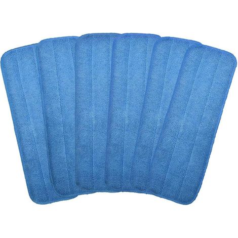 6pcs Tête de balais Serpillère Recharges, 46 cm Plat Tampons de Vadrouille de Rechange de Microfibre Mop, Tampons de vadrouille de Nettoyage de Sol en Lavable, pour Le Balai autonettoyant, Bleu (1/5)