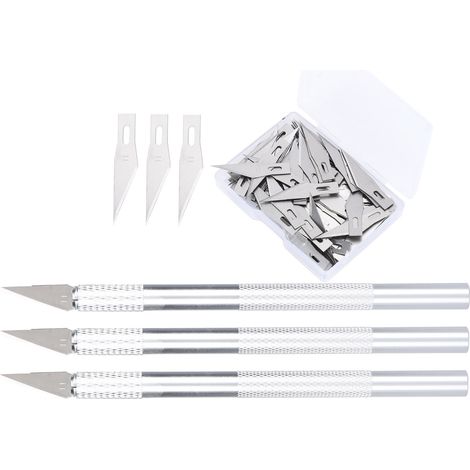 Ensemble de couteaux à graver en fil d'argent (3 pièces + 120 lames) (1/5)