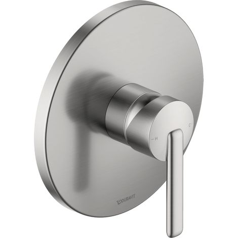 Mitigeur de douche encastré pour 1 consommateur avec robinet inverseur, mitigeur de douche monocommande avec système de mélange en céramique, acier inoxydable brossé (1/4)