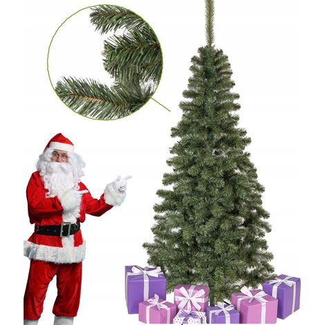 ÁRBOL DE NAVIDAD ARTIFICIAL ABETO CÁUCASO 220CM HERMOSO SOPORTE DE METAL VERDE DENSO (1/5)