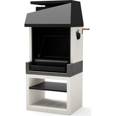 TUOZI - Barbacoa de Obra para Leña y Carbón Modelo KITAWAY OTTE ARGENTINA (Gris/Blanco - 84 x 63 x 192 cm) REF: T00644 - Uso en Exteriores (1/5)
