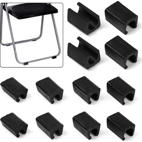 Lot de 24 Pieds de Chaise en Plastique en Forme de U, diamètre 12 mm, Noir, pour chaises tubulaires (1/5)