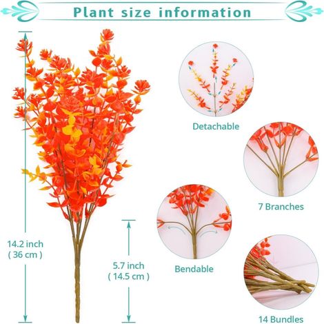 10 Bouquets Fleurs Artificielles Automne, Résistantes UV, 34cm Long, Décoration Jardin Balcon (1/5)