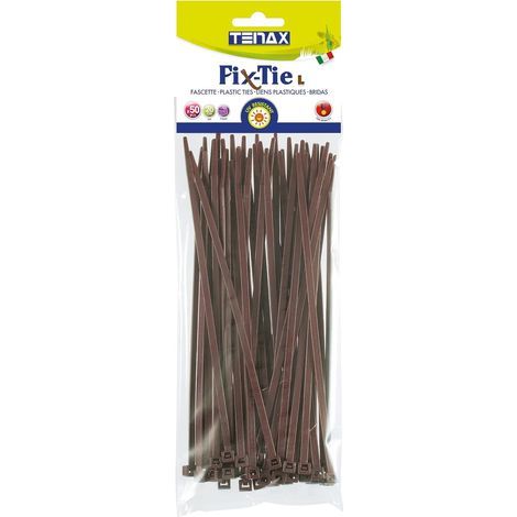 50 - Attache Plastique - Serre-câble Jardin - Fixation Filets Clôtures Haies - Résistant UV Intempéries - Marron - 20x0,48cm (1/3)