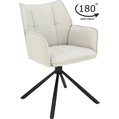 Silla giratoria EDEN tapizada en tela beige (1/5)