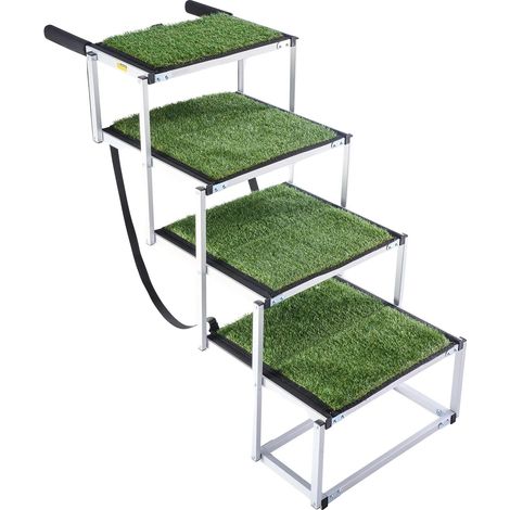 Escalera para perros, superficie antideslizante, diseño plegable y portátil, color verde militar. (1/2)