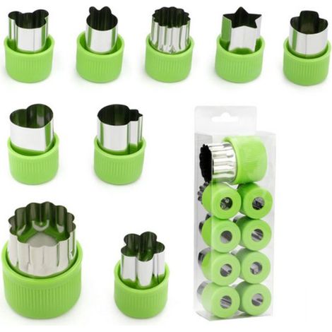 longziming -Set Emporte-pièces 12 Pièces – emporte-pièces petit – Mini-emporte-pièces pour biscuits – Emporte-pièces en Acier inoxydable et Silicone pour la Pâtisserie, Fondant, Fruits et Légumes - Ve (1/5)