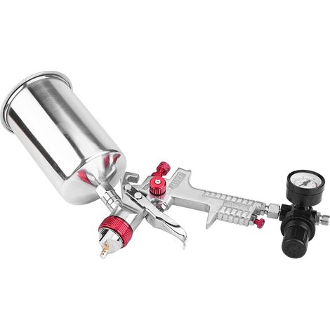 Pistolet à peinture HVLP gravité 1000CC, buse 1,4mm, avec régulateur de pression, pulvérisateur à air pour voiture, finition pro (1/5)