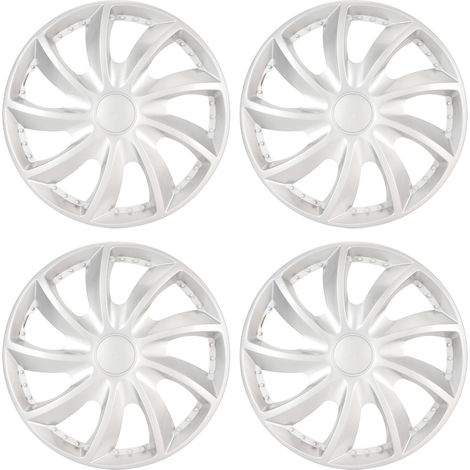 4 pièces 13 pouces capuchons de moyeu de roue couvercle de jante universel résistant aux rayures pour voitures camions camionnettes argenté (1/5)