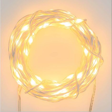 Guirlande 50M 500 Micro blanc chaud cable métal argent modulable Lotti (1/4)