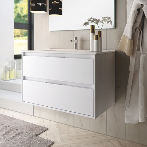 Mueble baño Sandra - Blanco - 2 cajones - 100 cm