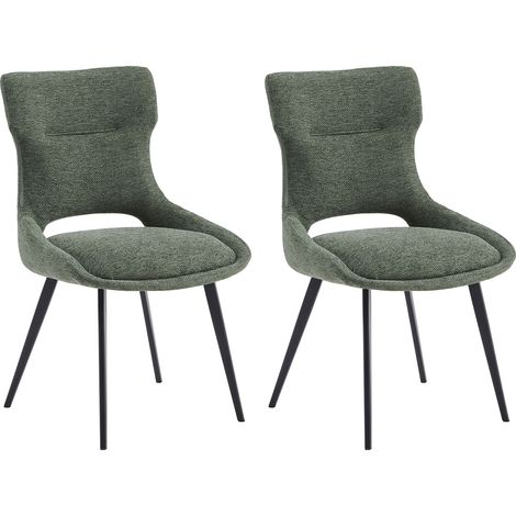 Lot de 2 chaises repas 42x54x87 cm en tissu vert olive - KYSI