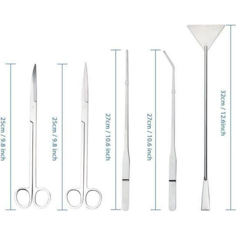 Kit de Aquascaping d'aquarium en acier inoxydable 5 en 1 Aquarium Ensemble d'outils plantes Pinces Spatule à ciseaux (1/4)