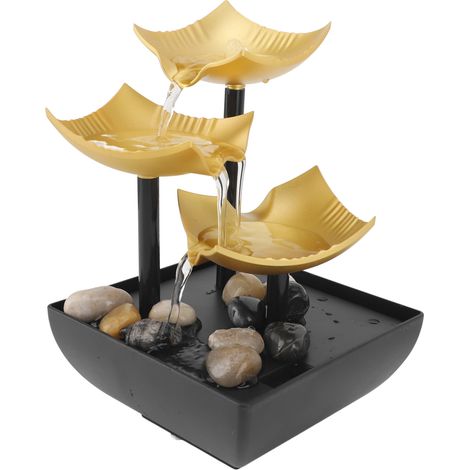 Fontaine décorative de table éclairage LED alimentation USB 3 étages cascade d'eau pour maison et bureau (1/5)