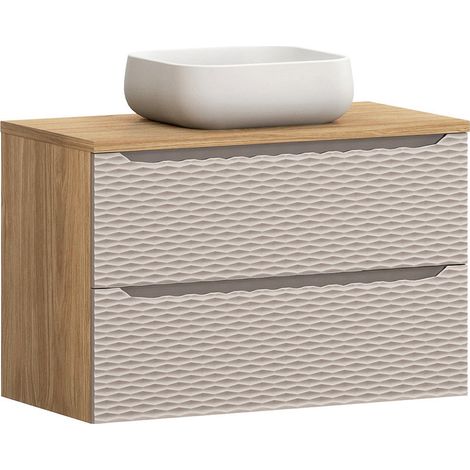 Waschtisch 90cm, Eiche mit beige, OLUO-56-BEIGE (1/5)