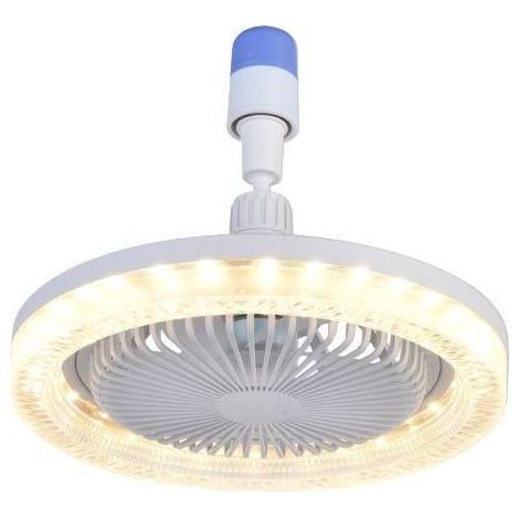 Ventilateur-luminaire télécommandé sur douille — Ventilateur de plafond pour douilles à vis E26/E27, 3 vitesses, Blanc (1/5)