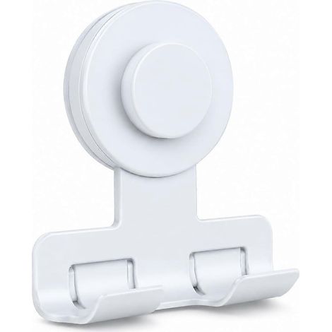 Porte-rasoir à ventouse en acier inoxydable, crochets muraux de salle de bain sans perçage, peuvent également servir à ranger les serviettes et les éponges de bain, réutilisables, blancs. (1/5)