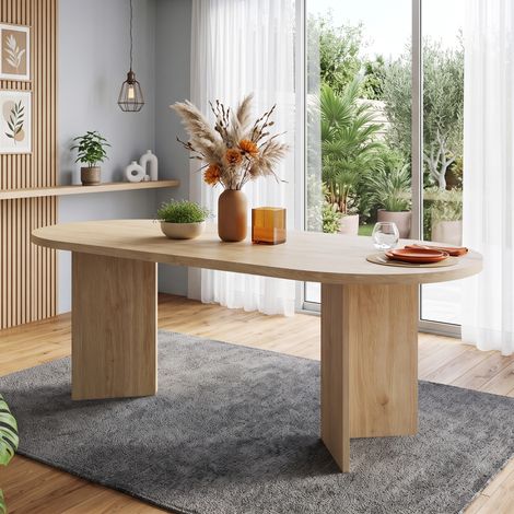 Tavolo da pranzo 200  90 cm, adatto per 6–8 persone, tavolo da pranzo con angoli arrotondati, piano del tavolo spesso, tavolo da pranzo in stile semplice, colore rovere (1/5)