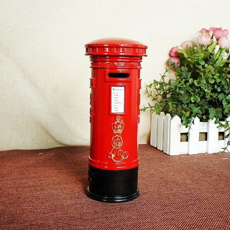 Tirelire Red Mail Post de Londres Souvenirs : Rétro britannique en métal monnaie pièce de rechange changement London Street Bank Souvenir modèle boîte pot (1/3)