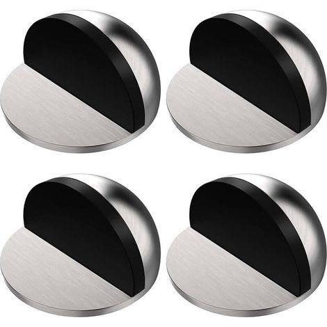 Butée de porte de sol en acier inoxydable 4 pièces, butée de porte demi-lune ovale montée au sol, butée de porte avec colle 3M, auto-adhésive, protège vos murs contre les dommages causés par les vis, (1/5)