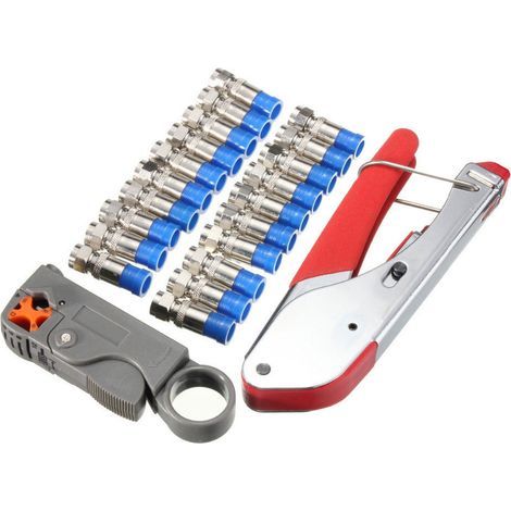 22 pièces coupe-câble pince à sertir multifonction coaxiale tête F outil dénudeur de fil ensemble (22 pièces/ensemble) (1/5)