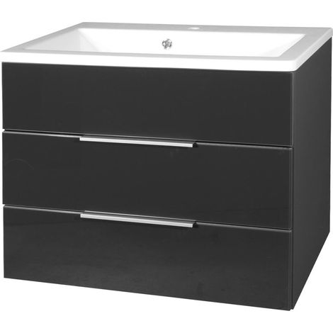 Fackelmann KARA Badmöbel Set 2-teilig 80cm, Anthrazit, Gussmarmor, 2 Schubladen"-"90018145 (1/4)