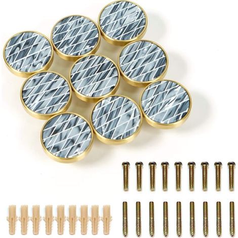 27mm Pure Copper Handle Gold Brass Cabinet Handle Kitchen Drawer Cupboard Hook Clothes Hook Modern Simple Coat (9, Grey and Silver) (1/5)