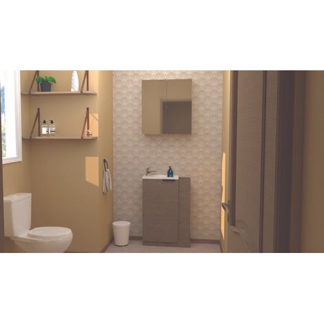 ONDEE - Lavamanos WOODY - 57cm - Madera - Melamina - Entregado en kit (1/5)