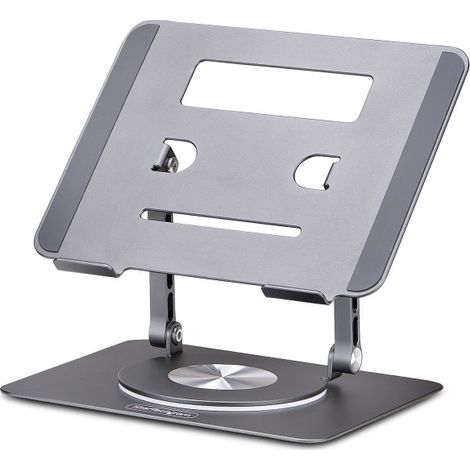 StarTech.com Supporto per PC portatile con rotazione a 360°, rialzo ergonomico da scrivania per laptop, rialzo con inclinazione regolabile, max 5 kg, alluminio (1/2)