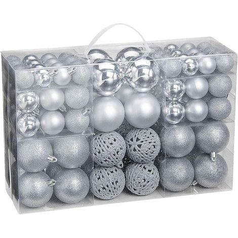 Silberne Weihnachtskugeln (100er-Set) – Dekoration für Weihnachten und Zuhause – Verschiedene Ausführungen – Ø 3/4/6 cm (1/5)