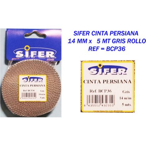 SIFER-Jalousienband, 14 mm x 5 m, graue Rolle