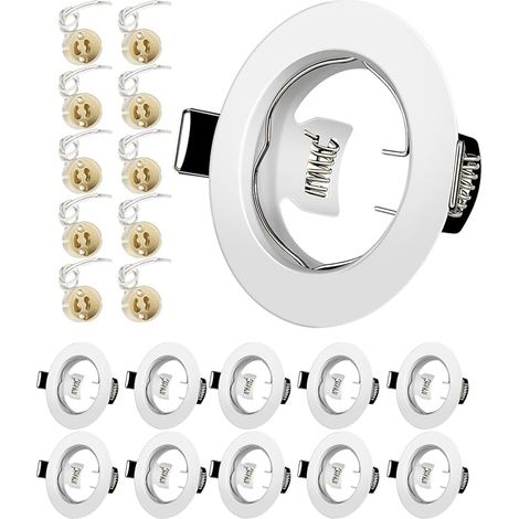 Projecteurs Spot Encastrable GU10 Cadre Avec Douille Céramique GU10 Blanc Mat Rond Cadre de Montage Spot LED Ouverture Ø55mm-70mm Pour Spots de Plafond (1/5)