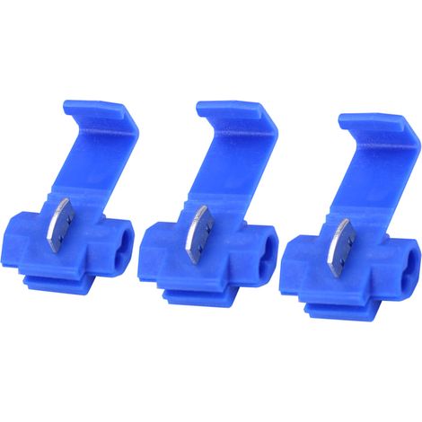 Blaue Schnellverbindungsclips ohne Drahttrennung, Ameisenclips von 0,75 bis 2,5 mm², unregelmäßig geformte Clips. (1/5)