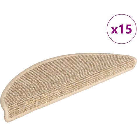 Maison Exclusive - Tapis d'escalier 15 pièces 56 x 17 x 3 cm Beige clair Demi-rond (1/5)
