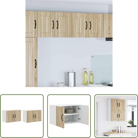 vidaXL Küchenwandschrank Sonoma-Eiche - Küchenwandschränke mit Tür 2 pcs Sonoma-Eiche 60 x 31 x 40 cm (1/5)