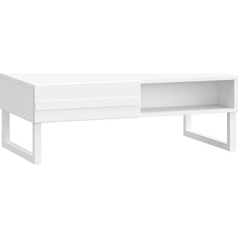 Table basse avec façades fraisées blanc mat et pieds luges - ARIANA (1/5)