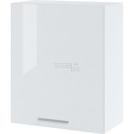 Meuble haut de cuisine Bellissi Blanc Brillant 1 porte L 60 cm -  Porte avec poignée apparente  White