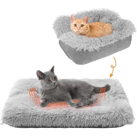 Tapis chauffant 2 en 1 doux et lavable pour chat et petit chien, idéal pour l'automne et l'hiver, idéal pour dormir à l'intérieur, idéal pour les chatons et les chiots. (1/4)