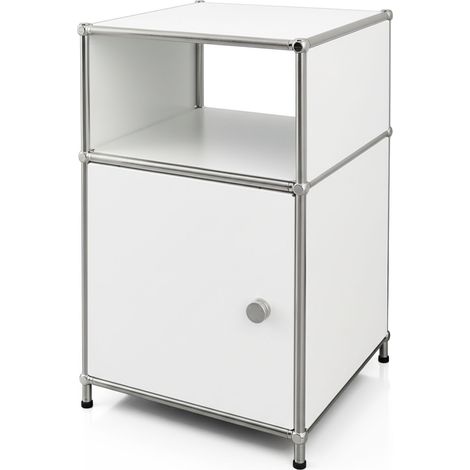 Metallregal Concept Epure MK-040 3-stöckiges Aufbewahrungsregal mit Tür & & Ablageflächen Weiß (1/5)