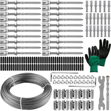 Stainless Steel Trellis for Climbing Plants with 3 mm Diameter 30m Planting Standard Wire Mesh Plant Wire System Kit for Garden/Wall/Concrete/Fence (1/5)
