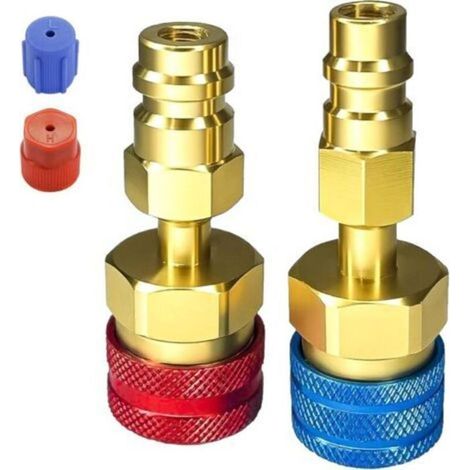 HOXILEELEORaccord rapide R1234YF vers R134A, kit adaptateur réfrigérant pour tuyau de charge clim, conversion connecteur côté haut/bas (1/4)