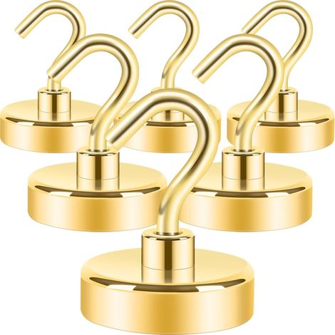 ganci magnetici - Ganci - Ganci magnetici - gancio magnetico - Può trasportare 24 kg - oro (1/5)