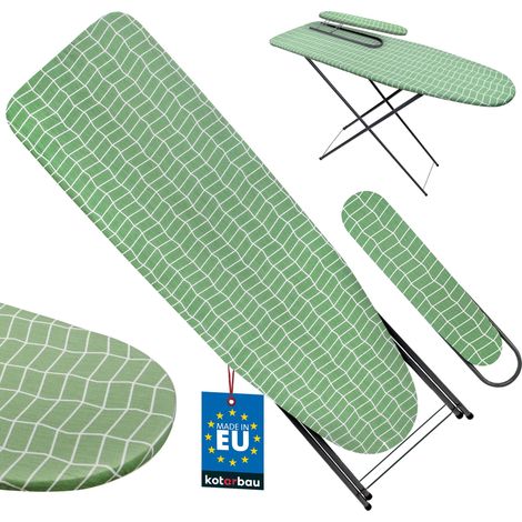 KOTARBAU® Planche à Repasser Pliable - Table à Repasser - Jannette Repassage - 118 x 36 cm - Planche a Repasser Pliable - Jeannette Repassage Manches - Repose-Fer - Réglable en Hauteur - Housse Verte (1/4)