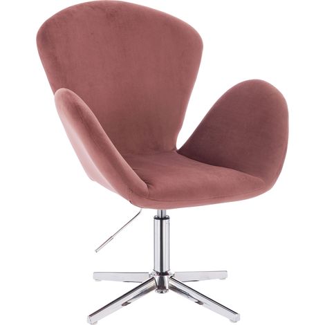 SVITA BROOX Loungesessel Loungestuhl höhenverstellbar Drehstuhl Samt Rosa (1/5)