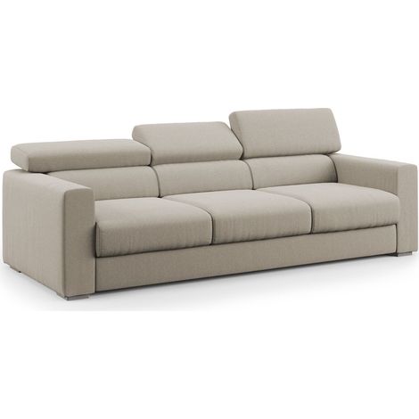 Dylan Divano a 3 sedute con estraibile a cassettone in tessuto simil cotone impermeabile T13 240 cm panna (1/5)