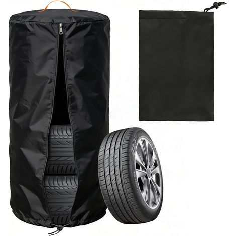 Tyre Cover 4 Tyres, 420D Oxford Large Tire Storage Covers Waterproof, Universal Spare Wheel Cover with Carry Handles, Dustproof Stackable Tyre Bag for Car Truck RV Ø85cm x H120cm