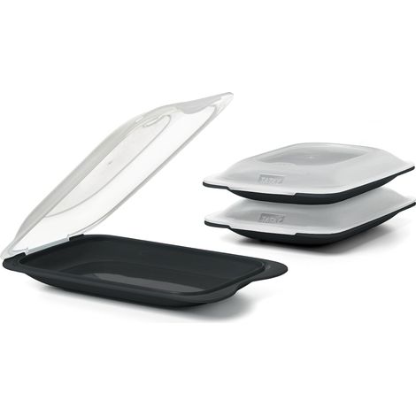 TATAY Set di 3 unità di Contenitori Alimentari per Salumi Fresh Mini, Polypropylene, Black, 12 x 3,1 x 18 cm (1/3)