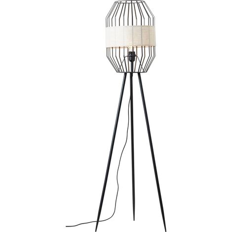 BRILLIANT Lampe, Slope Standleuchte dreibeinig schwarz/natur, 1x A60, E27, 40W, Mit Fußschalter (1/5)
