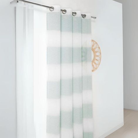 Voilage à rayures bayadères Vert 140x240 cm (1/3)