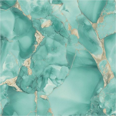 Exclusive luxury wallpaper wall Profhome 791681 hot embossed non-woven wallpaper slightly textured in marble look and metallic highlights turquoise opal green gold white 5,33 m2 (1/5)